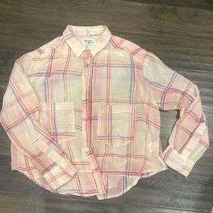 HOLDING HORSES Women's Plaid Blouse - Pink and Blue